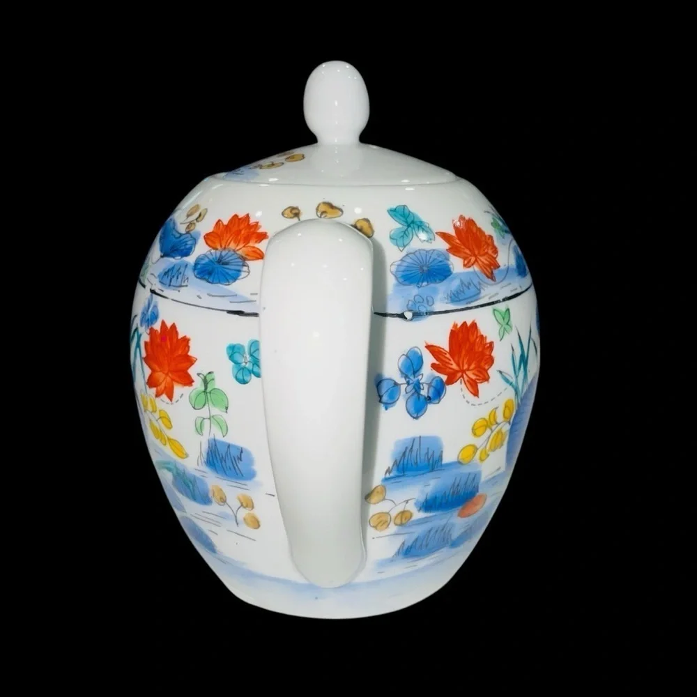 Williams Sonoma Asian Inspired Vintage Tea Pot Grande Cuisine - Lotus 8”x6”